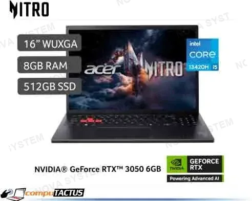ACER NITRO LITE NB ACER NITRO LITE NL16-71G-52K7 CORE I5 13420H, 8GB DDR5, 512GB SSD, RTX 3050 6GB 16” WUXGA IPS 165HZ, WIN11