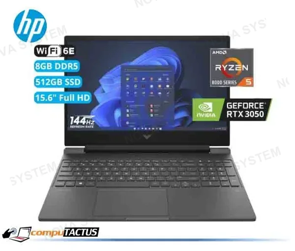 HP NB HP VICTUS 15-FB2002LA, RYZEN 5 8645HS, 8GB DDR5,512GB SSD,RTX 3050 6GB GDDR6,15.6" FHD IPS 144HZ,WINDOWS 11 HOME