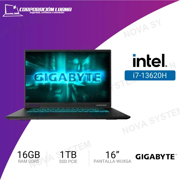GIGABYTE LAPTOP GAMER GIGABYTE A16 GA6H I7- 13620H 16GB 1TB SSD GEFORCE RTX 5070 GI04 GIGABYTE LAPTOP S/.5.600,00 8GB 16 WUXGA 165HZ WINDOWS 11 (CWHI3US894SH)