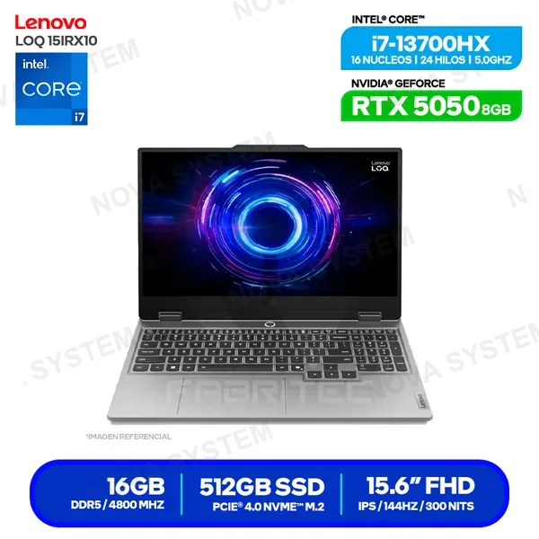 LENOVO LAPTOP LENOVO LOQ 15IRX10 INTEL CORE I7 LE022 13700HX 16GB RAM 512GB SSD RTX 5050 LENOVO LAPTOP S/.4.700,00 8GB 15.6 FHD IPS 144HZ (83JE00Q8LM)