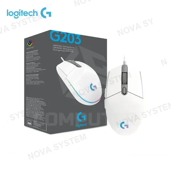LOGITECH MOUSE LOGITECH G203 LIGHTSYN OPTICO80000 DPI RGB7