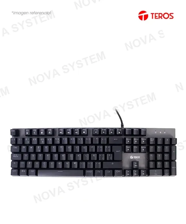 TEROS Teclado alambrico gamer TEROS TE-4074G, RGB, USB 2.0, teclas mecanicas, color negro.