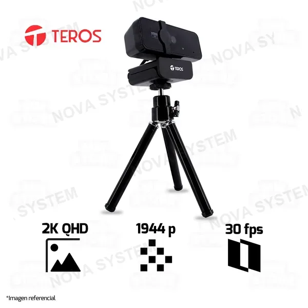 TEROS Webcam TEROS ; eS Webcam TEROS TE-9072, 2K, @P TEROS a micréfono incorporado, USB 2.0.