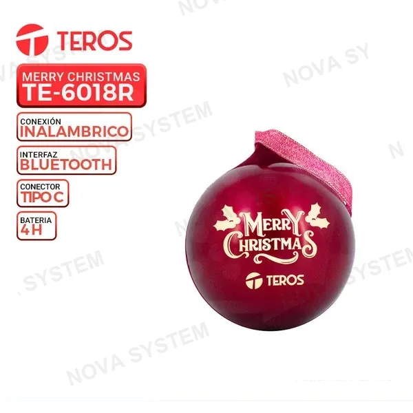 TEROS rojo actividades diarias dep color + gris, para o - ae Parlante inalambrico Bluetooth TEROS TE-6018R Merry Christmas, x 3 oO a BT 5.3, USB-C, color
