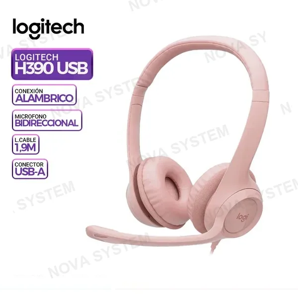 LOGITECH Q) logitech Audifono con micréfono LOGITECH H390 USB, con cancelacién de ruido.