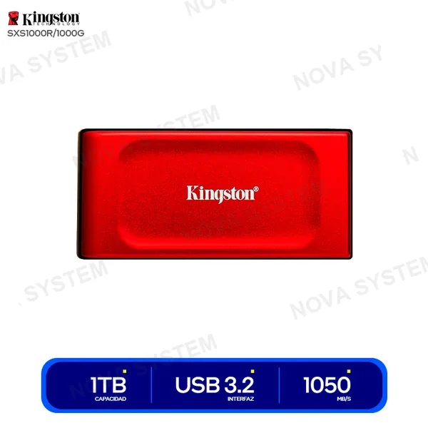 KINGSTON SSD KINGSTON XS1000R color rojo, USB 3.2 Gen 2, incluye cable USB Type-C USB, externo - a de metal plastico, dimensiones 69,54 32,58 13,5 28,7 carcasa