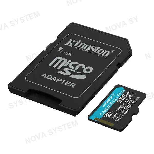 KINGSTON Clase 10, UHS-I, U3, V30 y A2. FP pe 256GB microSD KINGSTON SDCG4/256GB Canvas Go! Plus, a ® memoria oe platen Kingston con adaptador SD, para disposi
