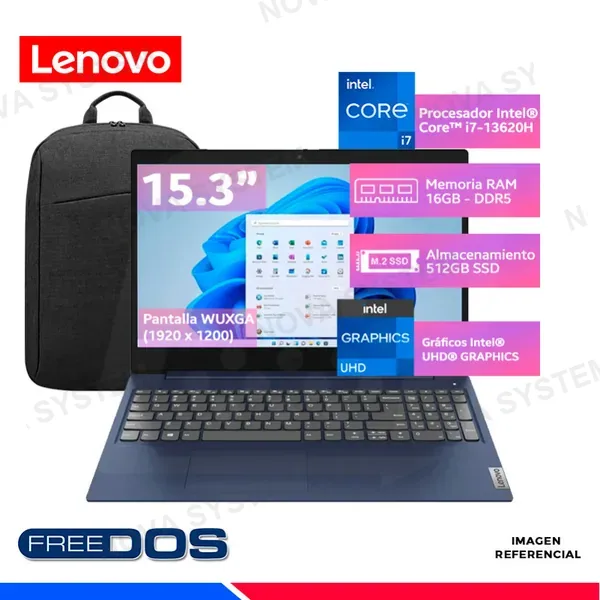 LENOVO LAPTOP LENOVO IdeaPad Slim 3 15IRH10, Intel Core i7-13620H, 16GB DDR5, SSD 512GB, 15.3" WUXGA