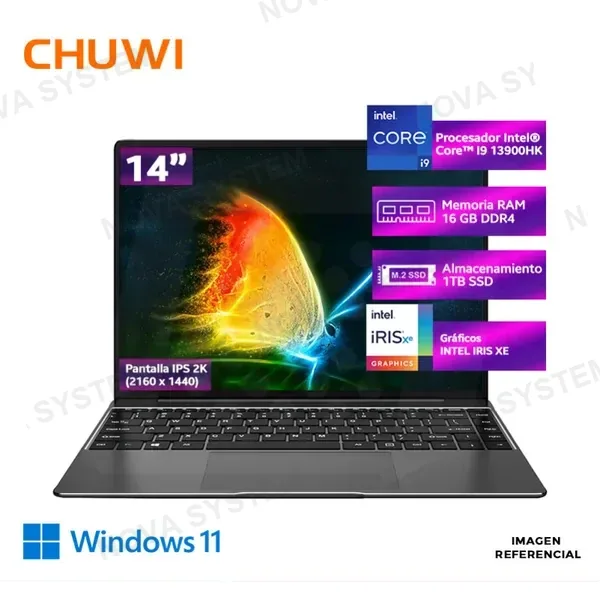 INTEL Laptop Chuwi CoreBook X, Intel Core i9-13900HX, SSD 1TB, 16GB DDR4, 14" 2K IPS