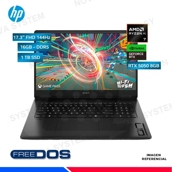 HP LAPTOP Hp Omen 17- db1001la, AMD Ryzen AI 7 350, 16GB DDR5, SSD 1TB, RTX 5050 8GB, 17" FHD
