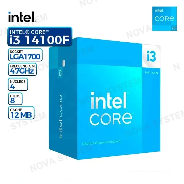 INTEL PROCESADOR INTEL CORE i3-14100F, Cache 12 MB, 4.70 Ghz.