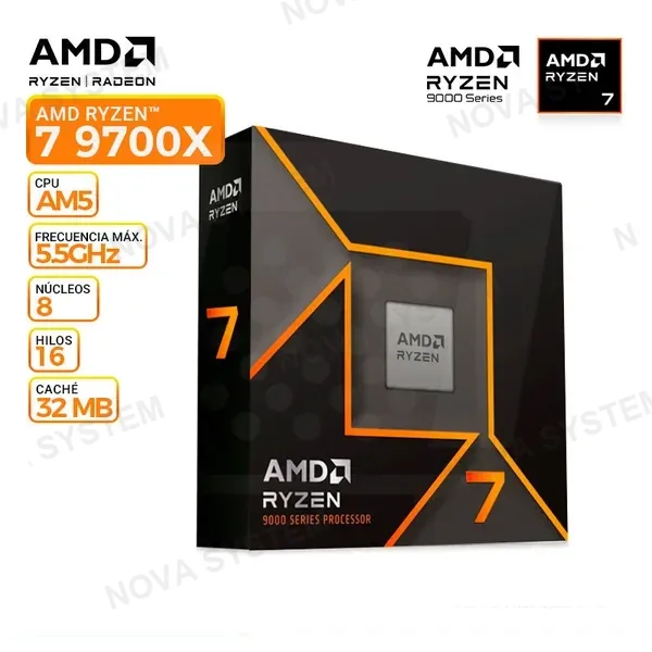 AMD PROCESADOR AMD RYZEN 7 9700X, Cache 32 MB, Hasta 5.5 Ghz, AM5