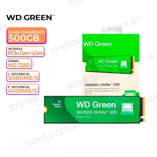 WESTERN DIGITAL SSD WD GREEN SN3000, 500GB, M.2 2280, NVME PCIe 4.0 x4