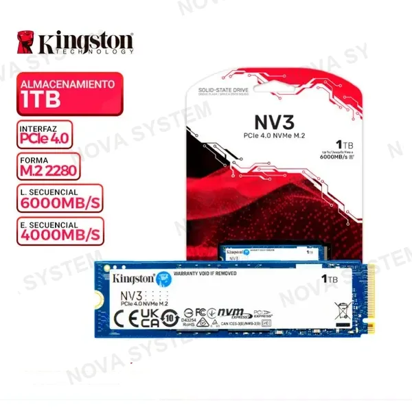 KINGSTON SSD KINGSTON NV3, 1TB, M.2, 2280, NVMe PCIe 4.0 x4