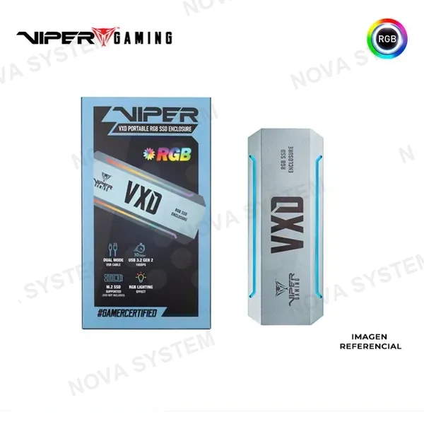 PATRIOT CASE PORTABLE PATRIOT VIPER GAMING VXD 860, PARA SSD M.2 PCIe, RGB