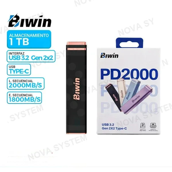 BIWIN SSD EXTERNO BIWIN PD2000 1TB, BLACK, USB 3.2 Gen 2x2 Tipo-C