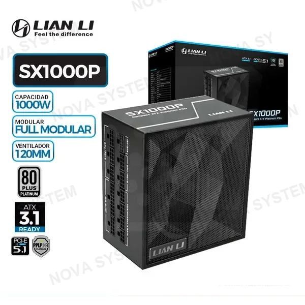 LIAN LI FUENTE DE PODER LIAN LI SX1000P BLACK, 80 PLUS PLATINUM, FULL MODULAR, 1000W