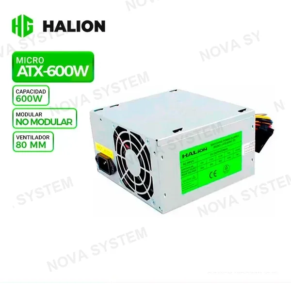 HALION FUENTE DE PODER HALION MICRO ATX-600W P8, 600W