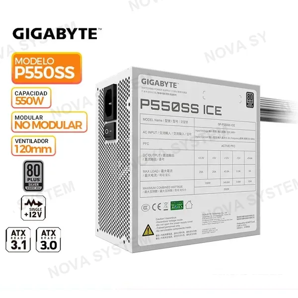 GIGABYTE FUENTE DE PODER GIGABYTE P550SS ICE, 80 PLUS SILVER, 550W