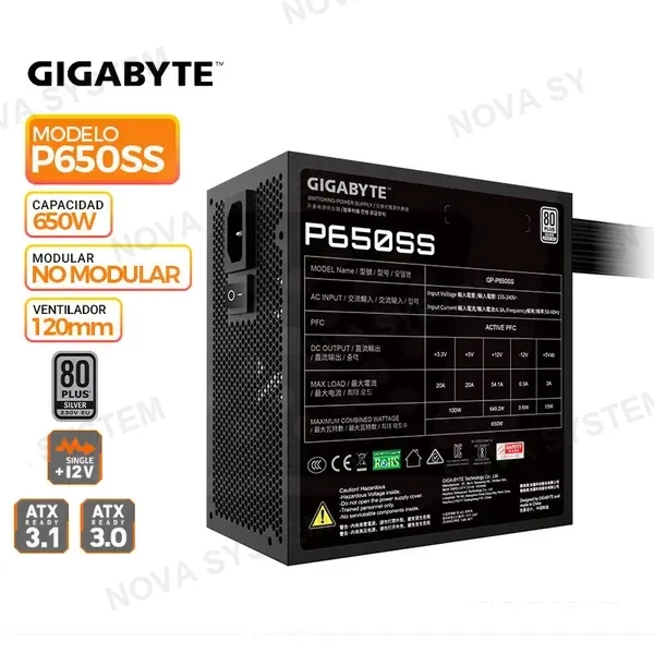 GIGABYTE FUENTE DE PODER GIGABYTE P650SS, 80 PLUS SILVER, 650W