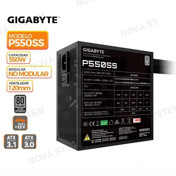 GIGABYTE FUENTE DE PODER GIGABYTE P550SS, 80 PLUS SILVER, 550W