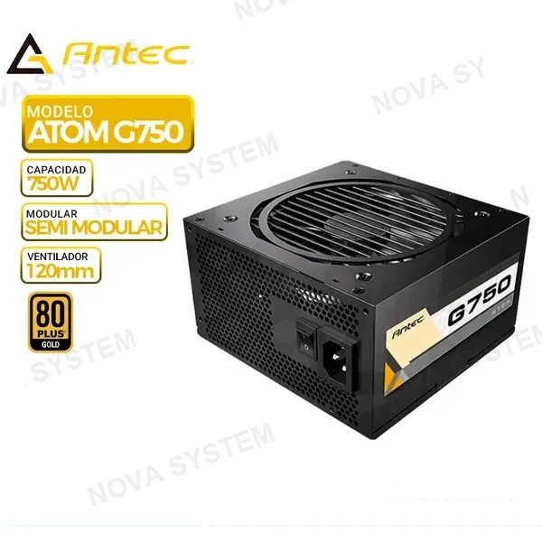 ANTEC FUENTE DE PODER ANTEC ATOM G750, 80 PLUS GOLD, SEMI MODULAR, 750W