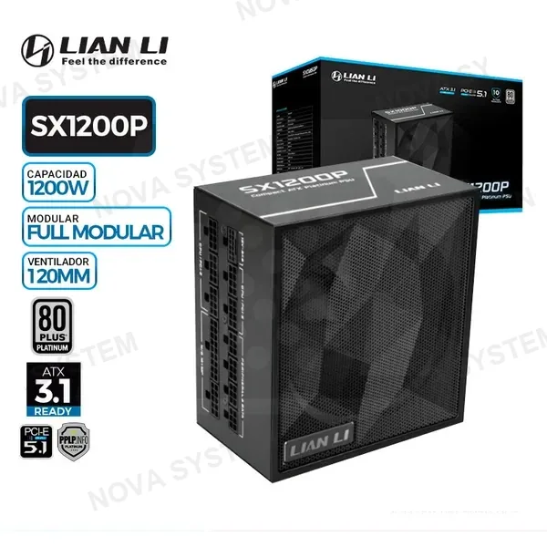 LIAN LI FUENTE DE PODER LIAN LI SX1200P BLACK, 80 PLUS PLATINUM, FULL MODULAR, 1200W