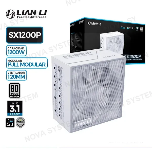 LIAN LI FUENTE DE PODER LIAN LI SX1200P WHITE, 80 PLUS PLATINUM, FULL MODULAR, 1200W