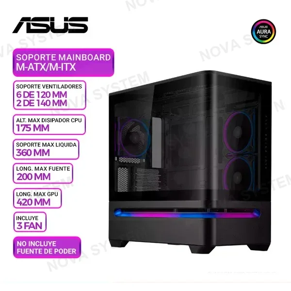 ASUS CASE ASUS PRIME AP202, 3 FAN ARGB, V/TEMPLADO