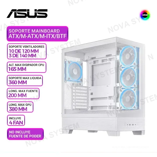 ASUS CASE ASUS A31 PLUS WHITE, 4 COOLER ARGB, V/TEMPLADO