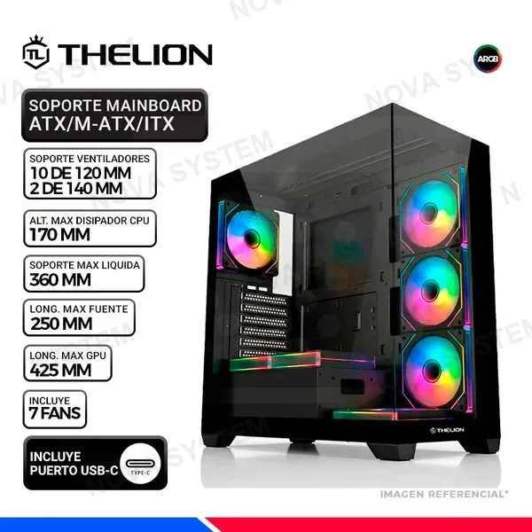 THELION CASE THELION MAGNUS MG218, 7 COOLER ARGB, V/TEMPLADO