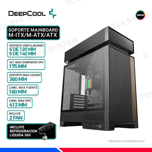 DEEPCOOL CASE DEEPCOOL CL6600 BK, INCLUYE REFRIGERACION LIQUIDA 360, V/TEMPLADO