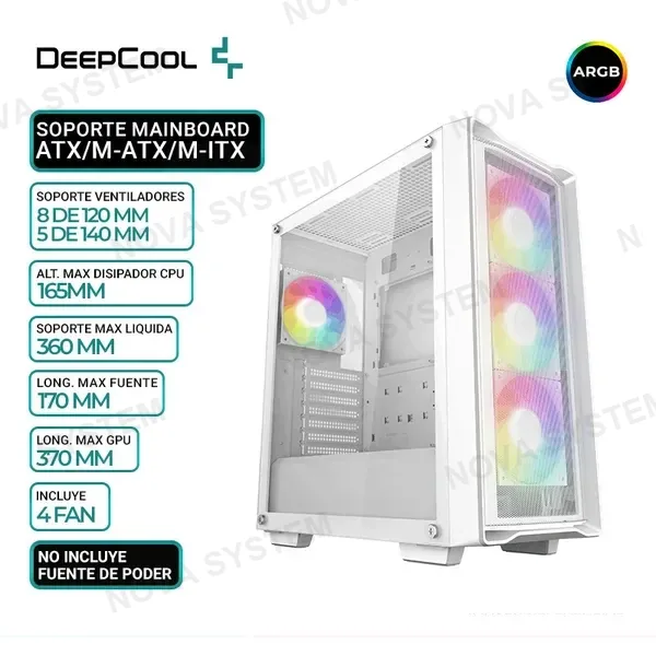 DEEPCOOL CASE DEEPCOOL CC560 MESH V2 WH, COOLER ARGB, V/TEMPLADO