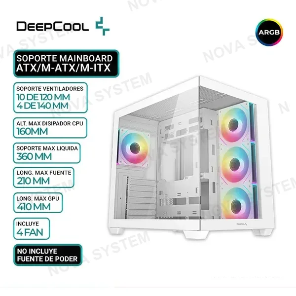 DEEPCOOL CASE DEEPCOOL CG530 4F WH, V/TEMPLADO ARGB