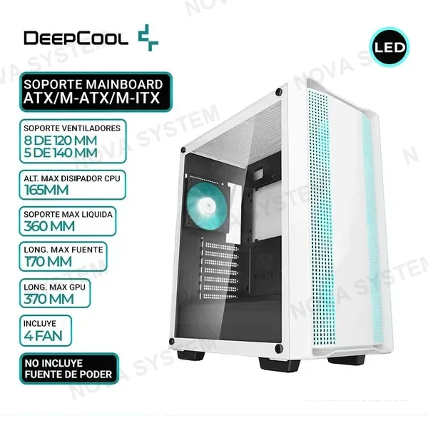 DEEPCOOL CASE DEEPCOOL CC560 WH V2, COOLER LED, V/TEMPLADO