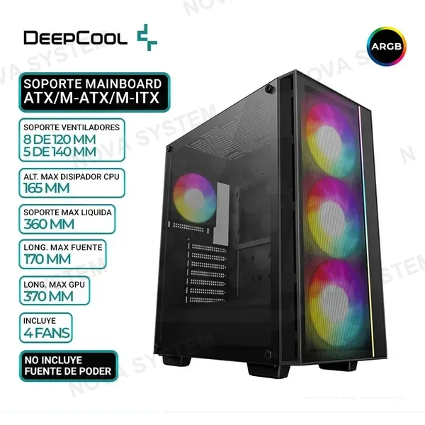 DEEPCOOL CASE DEEPCOOL MATREXX 55 MESH V4, V/TEMPLADO, ARGB
