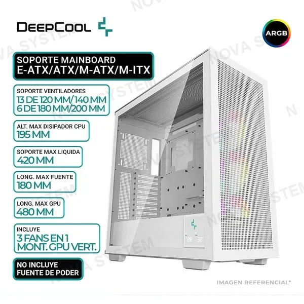 DEEPCOOL CASE DEEPCOOL MORPHEUS WH, ARGB, V/TEMPLADO