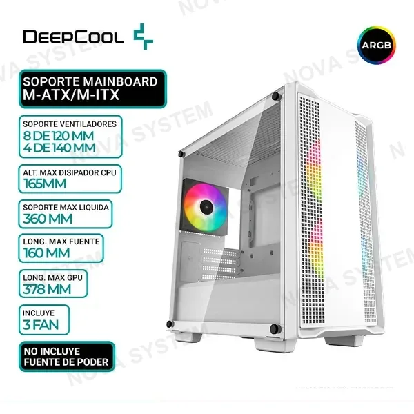 DEEPCOOL CASE DEEPCOOL CC360 WH ARGB, V/TEMPLADO