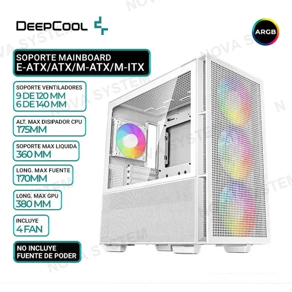 DEEPCOOL CASE DEEPCOOL CH560 WH, V/TEMPLADO, ARGB