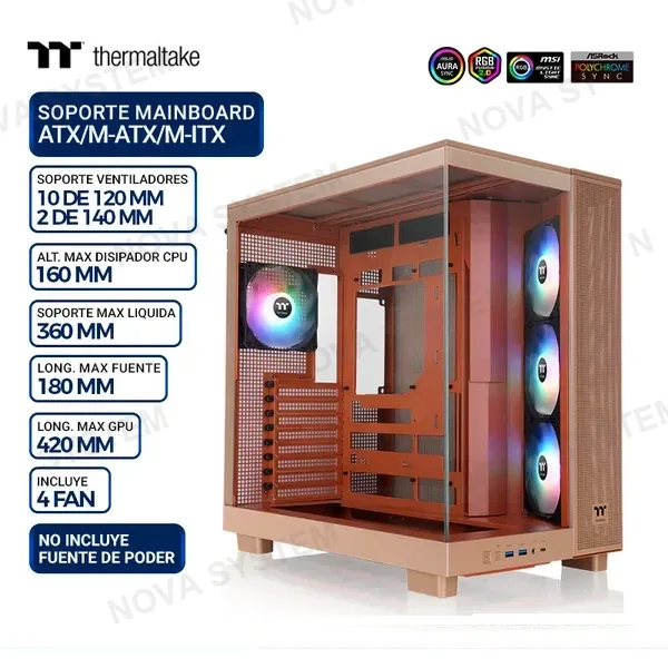 THERMALTAKE CASE THERMALTAKE VIEW 380 XL TG ARGB GRAVEL SAND, V/TEMPLADO