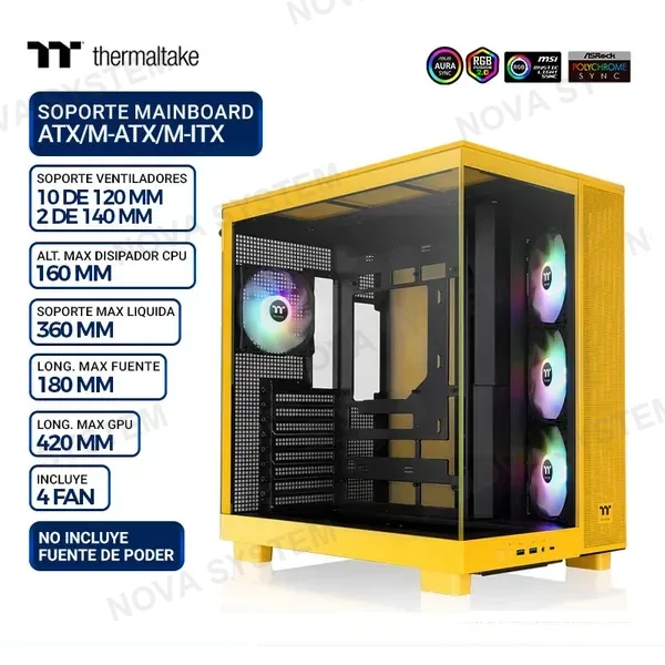 THERMALTAKE CASE THERMALTAKE VIEW 380 XL TG ARGB BUMBLEBEE, V/TEMPLADO