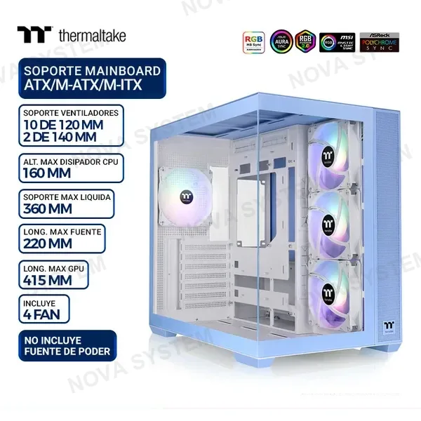 THERMALTAKE CASE THERMALTAKE VIEW 380 TG ARGB HYDRANGEA BLUE, V/TEMPLADO