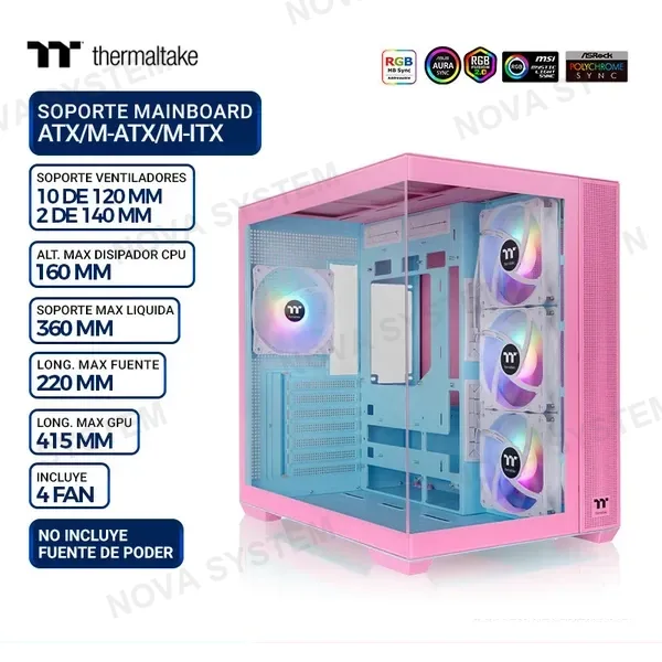 THERMALTAKE CASE THERMALTAKE VIEW 380 TG ARGB BUBBLE PINK, V/TEMPLADO