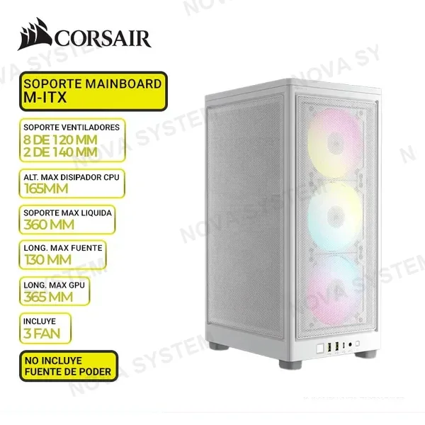 CORSAIR CASE CORSAIR iCUE 2000D RGB AIRFLOW, Mini-ITX, BLANCO