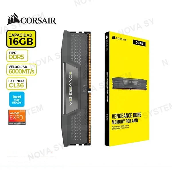 CORSAIR MEM. RAM CORSAIR VENGEANCE, 16GB DDR5 6000 Mhz