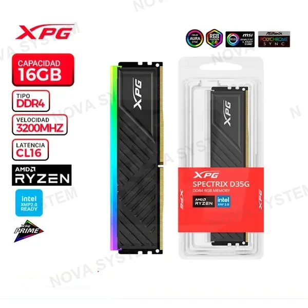 ADATA MEM. RAM ADATA XPG SPECTRIX D35G RGB, BLACK, 16GB DDR4 3200 MHZ