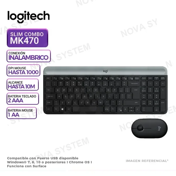 LOGITECH KIT TECLADO Y MOUSE LOGITECH INALAMBRICO SLIM MK470