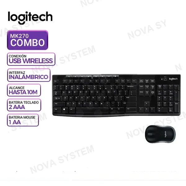 LOGITECH KIT TECLADO Y MOUSE LOGITECH WIRELESS MK270 BLACK