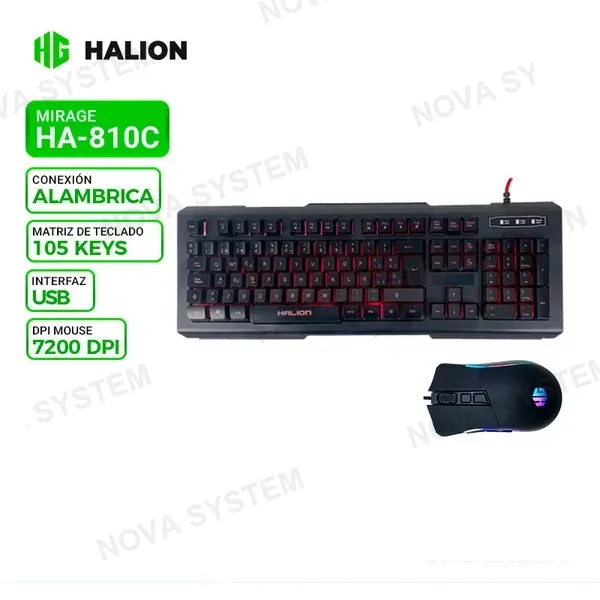 KIT TECLADO Y MOUSE GAMER MIRAGE HA-810C Retroiluminado