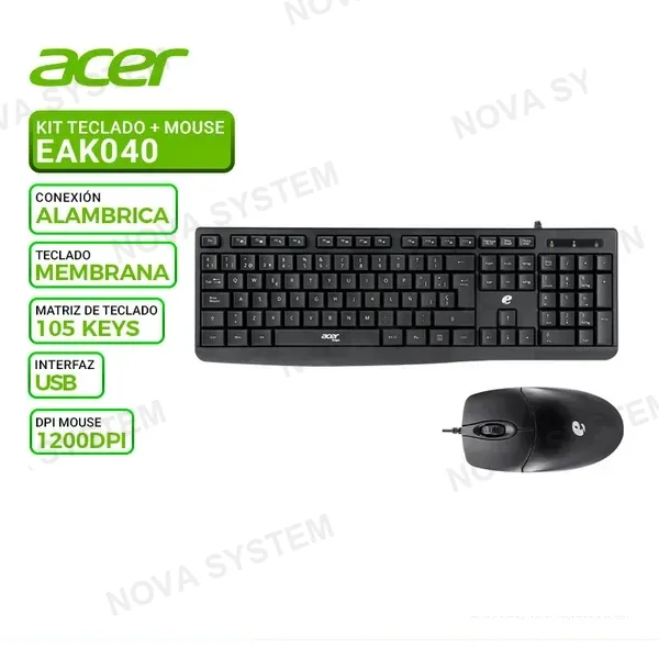 ACER KIT TECLADO + MOUSE ACER EAK040 USB NEGRO